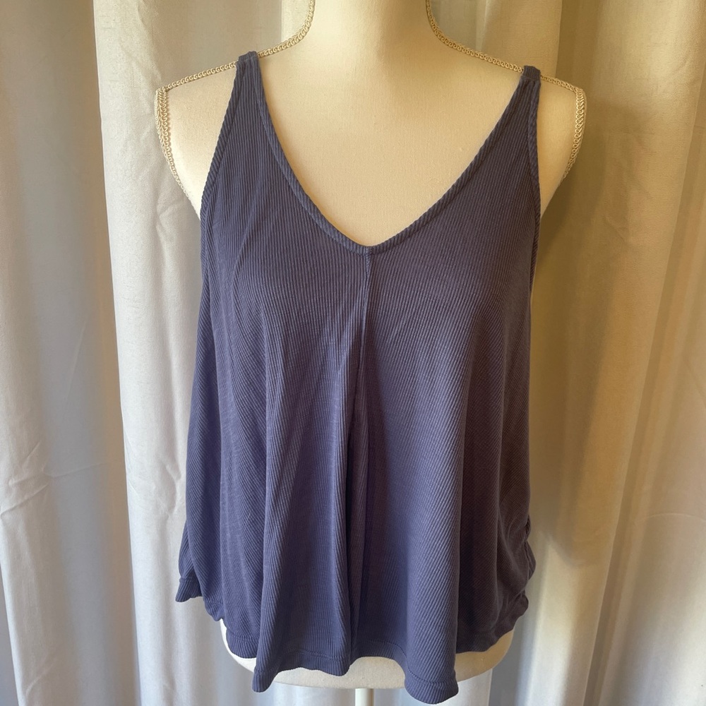 Free People Purple Relaxed Tank Top with Asymmetrical Hem